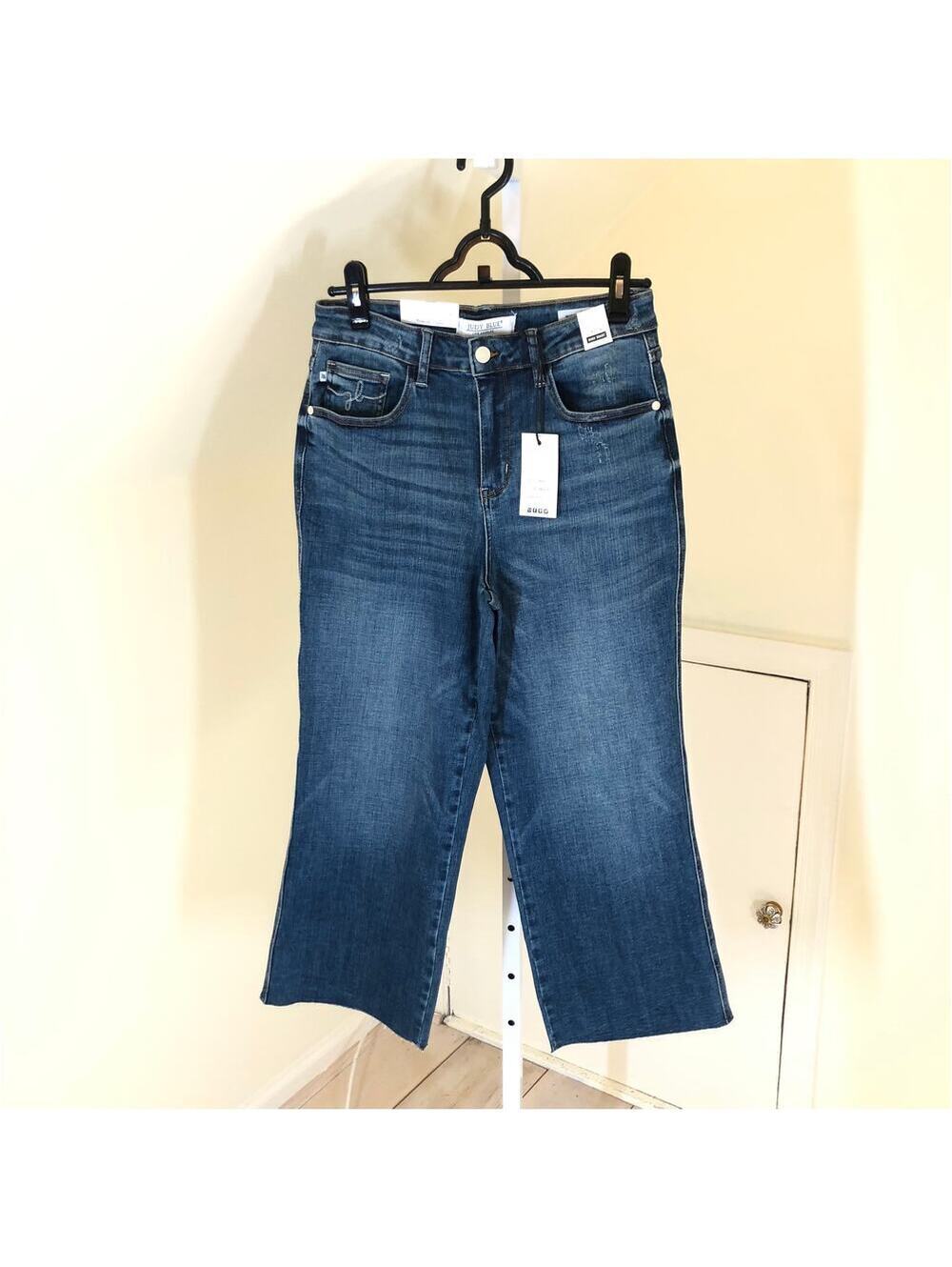 Judy Blue NWT Women's Stop and Stare High Rise Cropped Wide Leg Denim Jeans 9/29